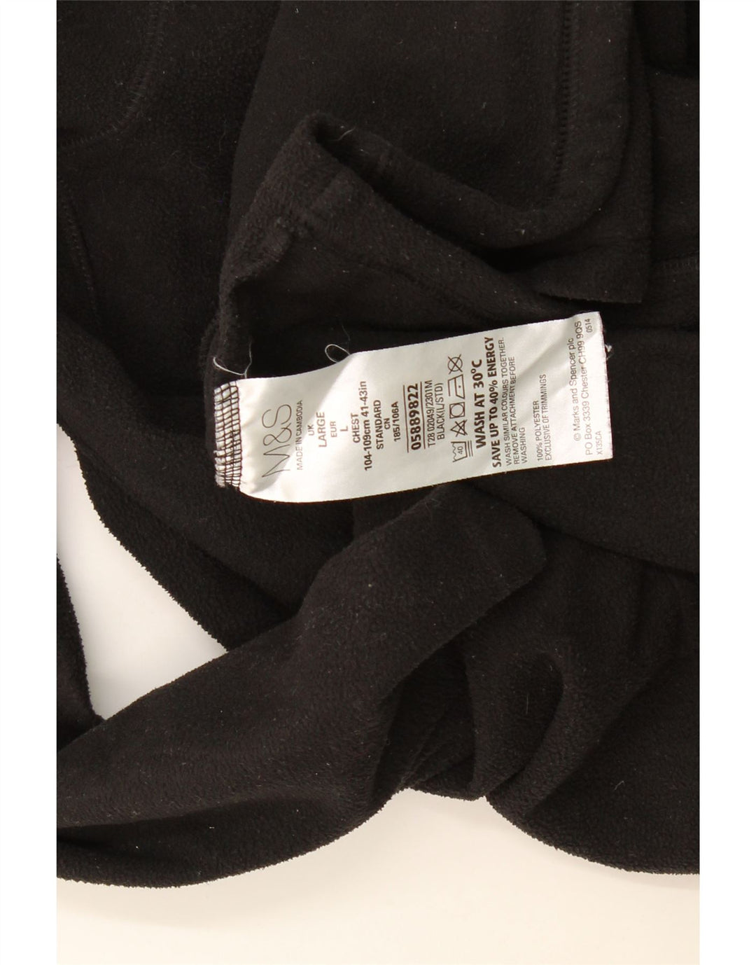 Marks & Spencer Herre Fleecejakke UK 40 Stor Sort Polyester