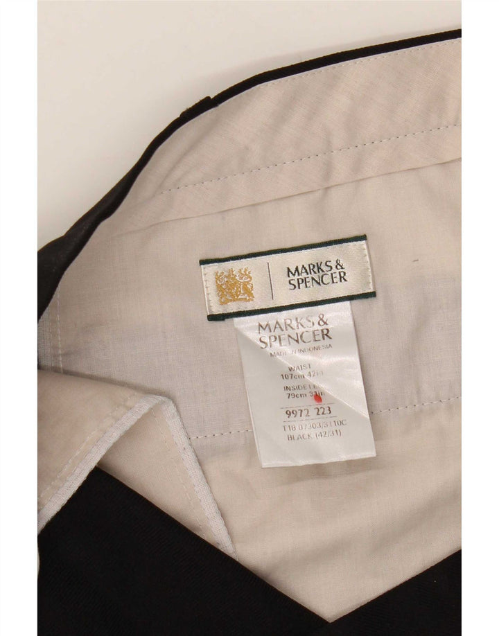 Marks & Spencer Straight Suit bukser til mænd W42 L31 Sort polyester