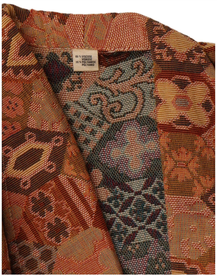 Vintage Dame Crop Blazer Jacket UK 14 Medium Brown Geometric