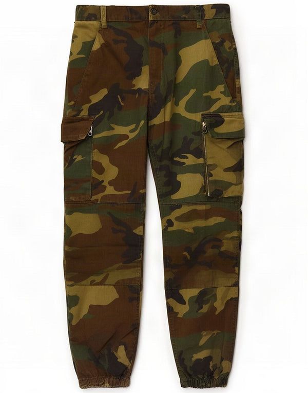 Vintage Mens Joggers Cargo Trousers IT 48 Medium W30 L27 Khaki Camouflage