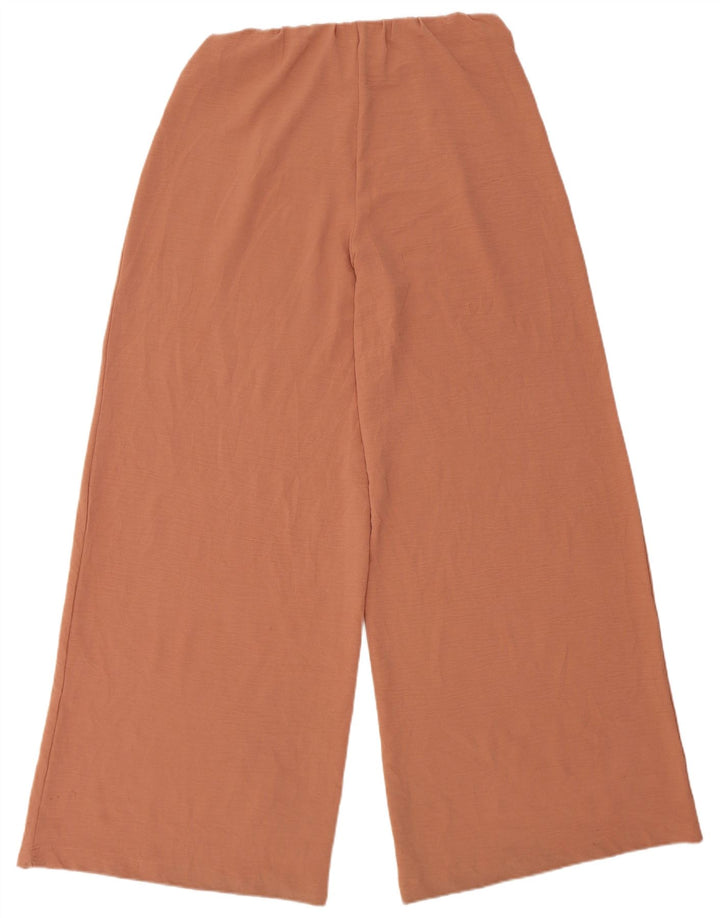 Zara kvinders brede ben Casual bukser store W32 L32 brun polyester
