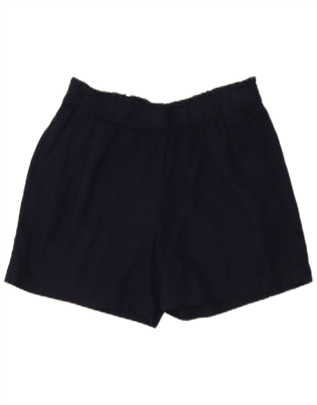 Marks & Spencer Kvinder Casual Shorts UK 12 Medium W32 Navy Blue Flax