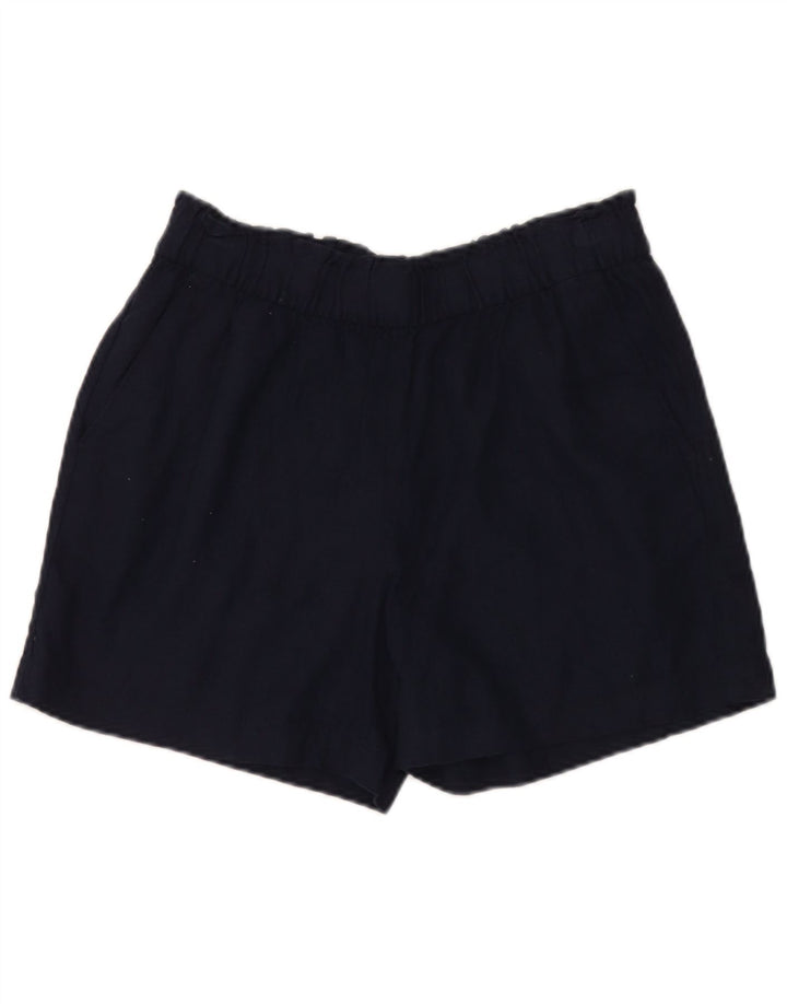 Marks & Spencer Kvinder Casual Shorts UK 12 Medium W32 Navy Blue Flax