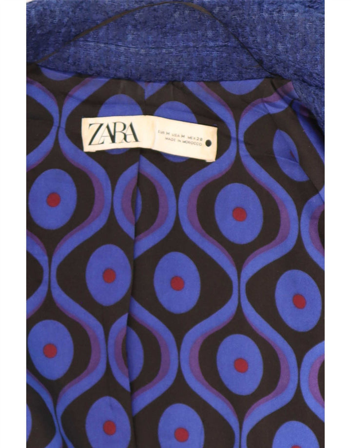 Zara Dame Dobbeltradet Blazer Jacket UK 14 Medium Blue