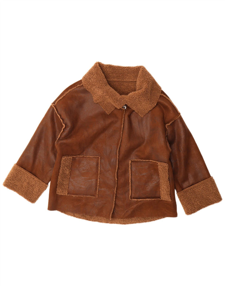 Vintage dame 3/4 ærmet oversize sherpajakke UK 14 medium brun