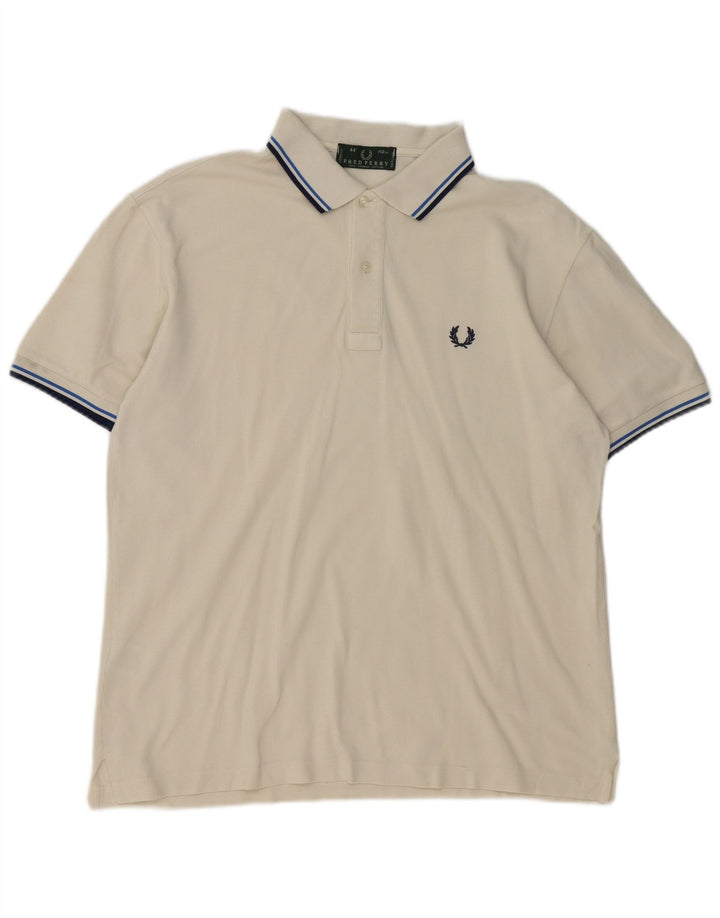 Fred Perry Herre poloshirt Medium hvid stribet bomuld