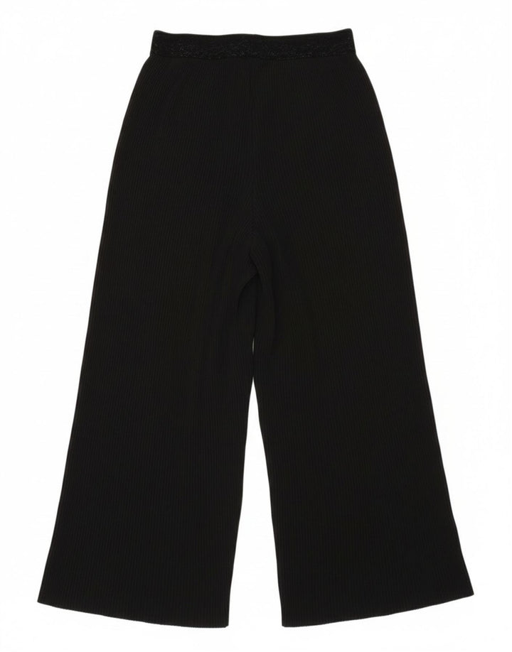 Zara Womens Flare Plisserede Casual Bukser Små W27 L23 Sort Polyester
