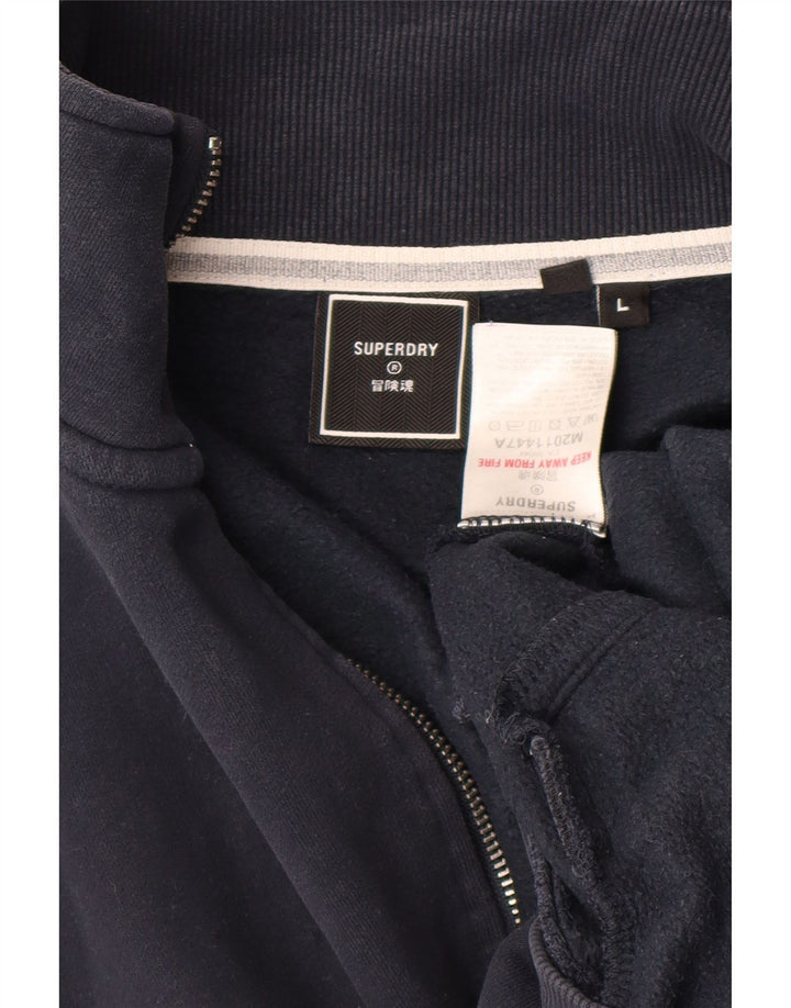 SUPERDRY Womens træningsdragt topjakke UK 16 Stor marineblå bomuld