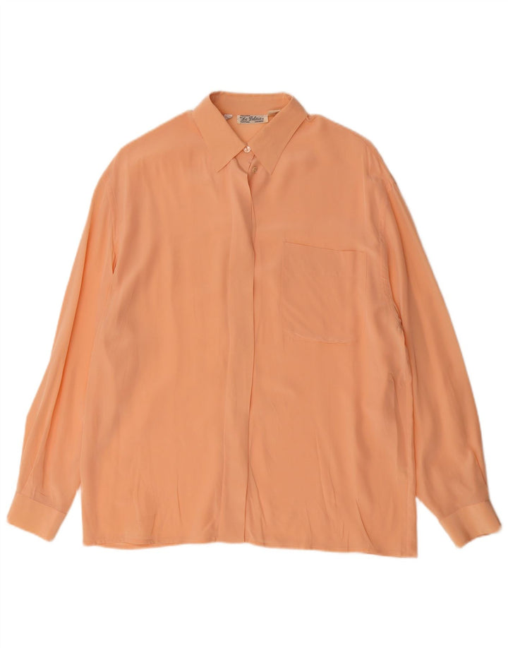 Vintage Dame Oversized Shirt Bluse UK 10 Small Pink Silk