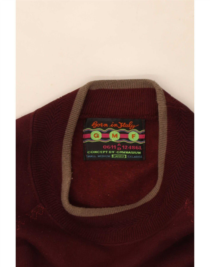 Vintage Herre Grafisk Sweatshirt Jumper Stor Bourgogne Bomuld