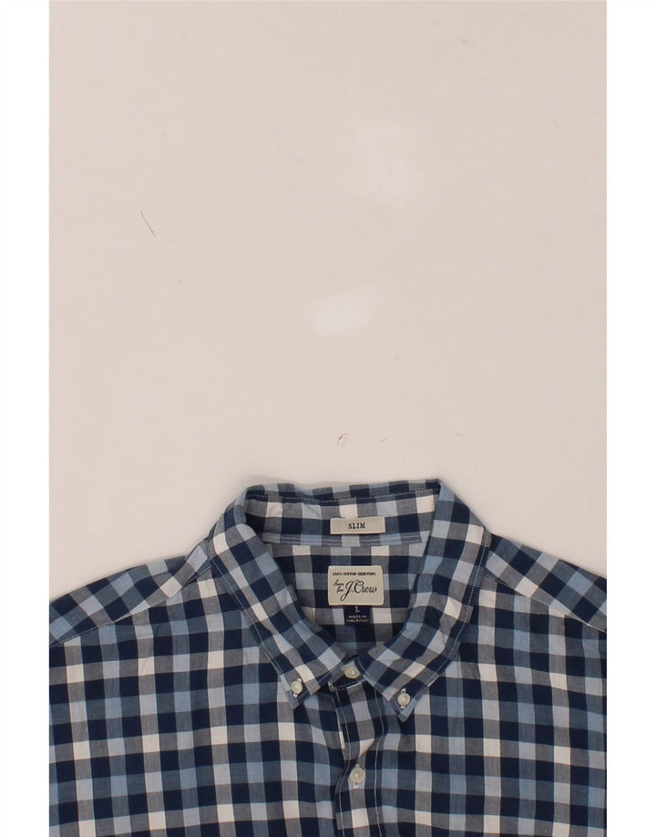 J. CREW Mens Slim Fit Shirt Large Navy Blue Check Vintage J. Crew and Second-Hand J. Crew from Messina Hembry 