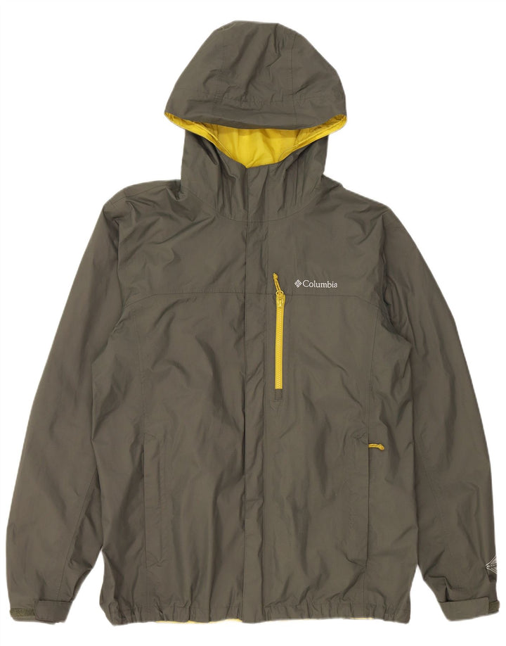 COLUMBIA Herre Omni-Tech Regnjakke med hætte UK 40 Stor Khaki Nylon