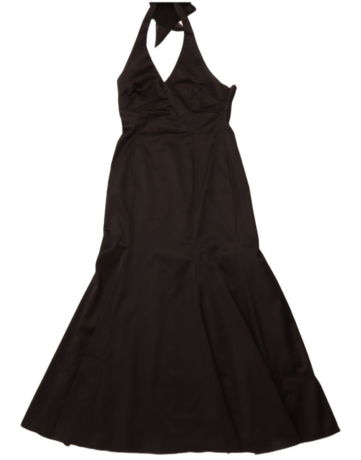 COAST Dame Maxi Halter Dress UK 16 Large Black Acetate