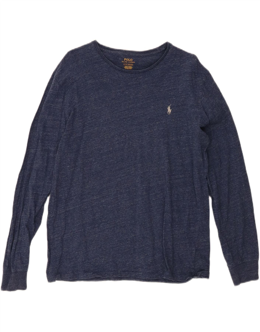 Polo Ralph Lauren Dame Top Langærmet UK 16 Large Navy Blue Bomuld