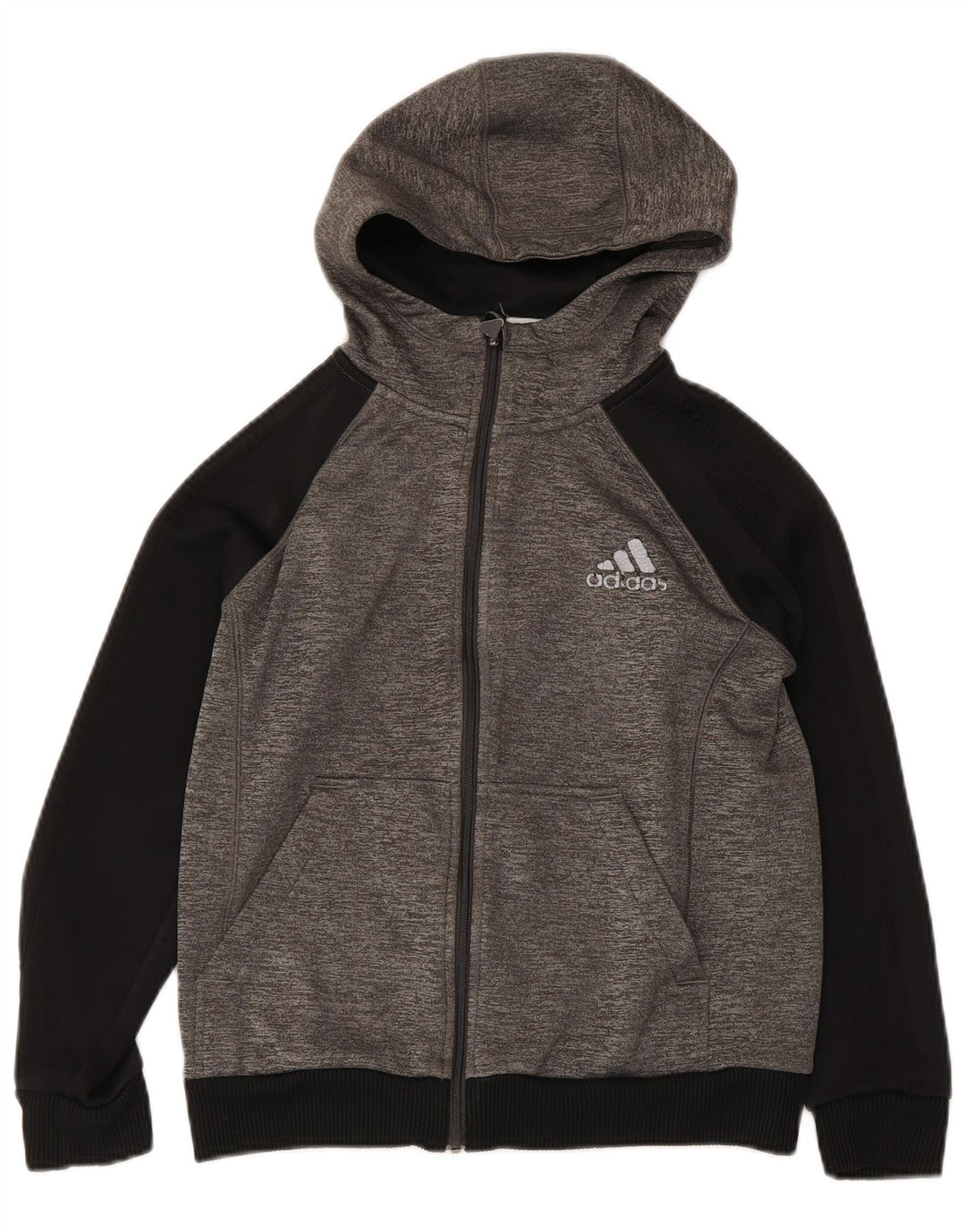 Adidas hættetrøje med lynlås til drenge 12-13 år Grå Colourblock Polyester