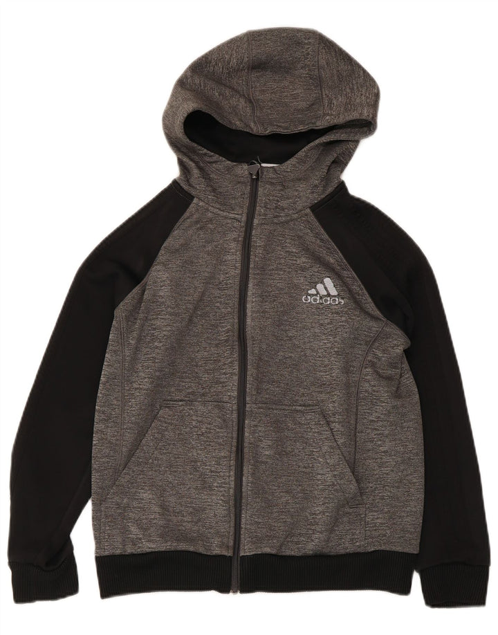 Adidas hættetrøje med lynlås til drenge 12-13 år Grå Colourblock Polyester