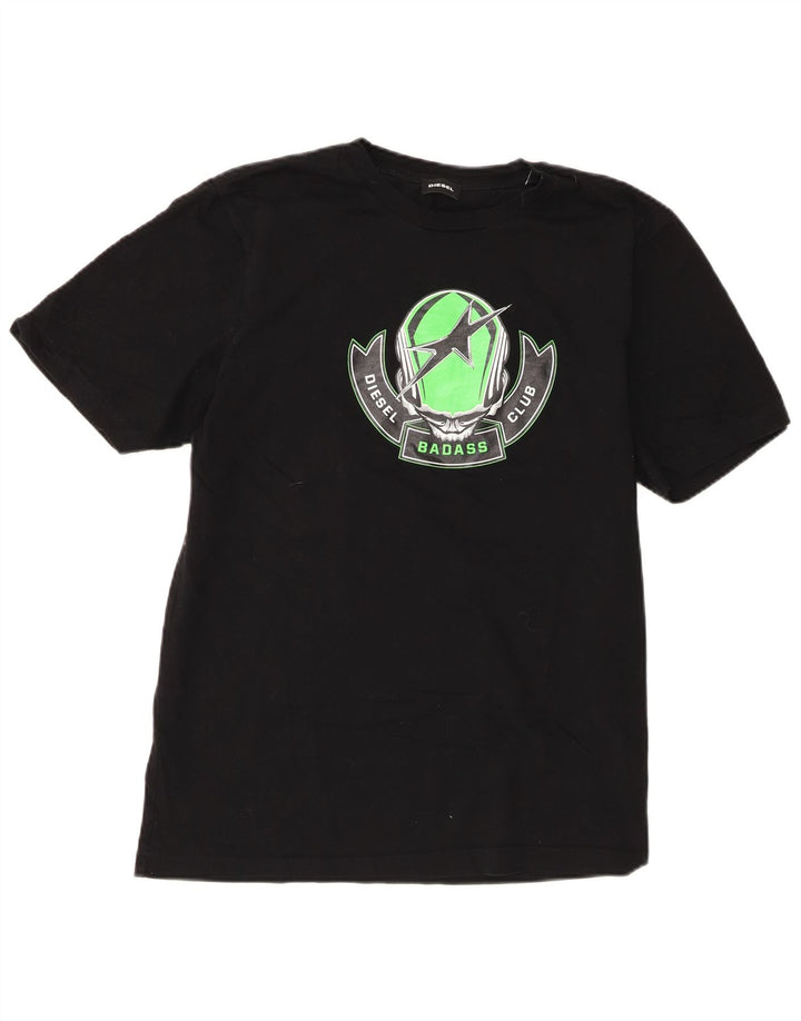 Diesel Herre Grafisk T-Shirt Top Stor Sort Bomuld
