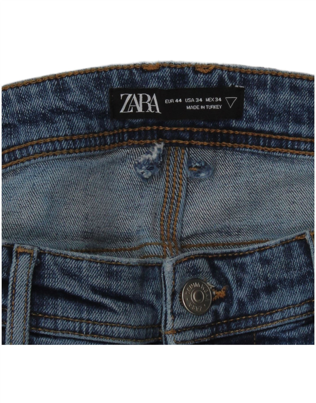 ZARA Herre Grafisk Distressed Slim Jeans EU 44 Large W34 L30 Blå
