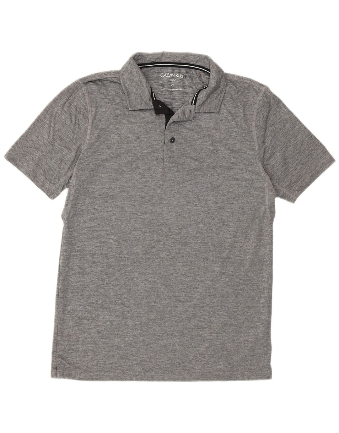 Calvin Klein Herre Golf Polo Shirt Lille Grå Flecked Polyester