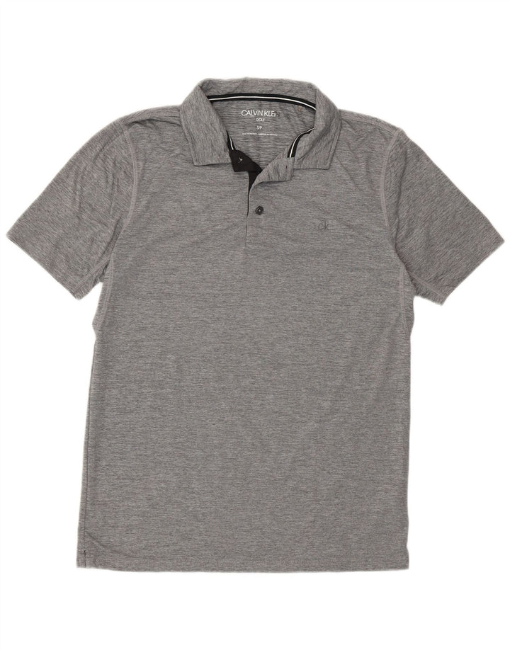 Calvin Klein Herre Golf Polo Shirt Lille Grå Flecked Polyester