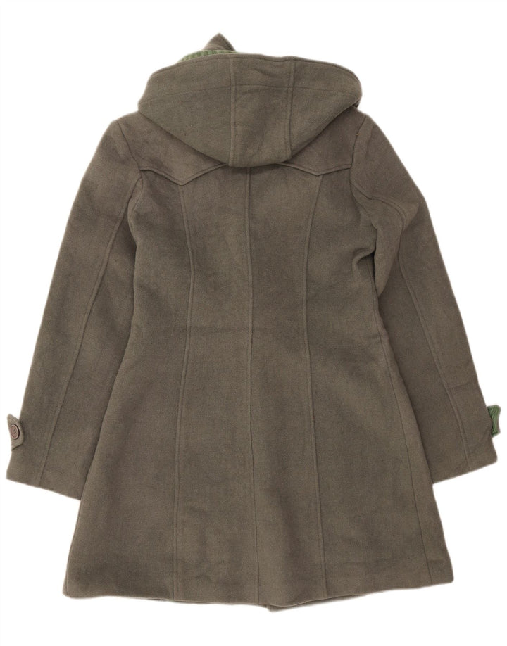 VINTAGE Duffle Coat med hætte til kvinder UK 16 Stor grå uld