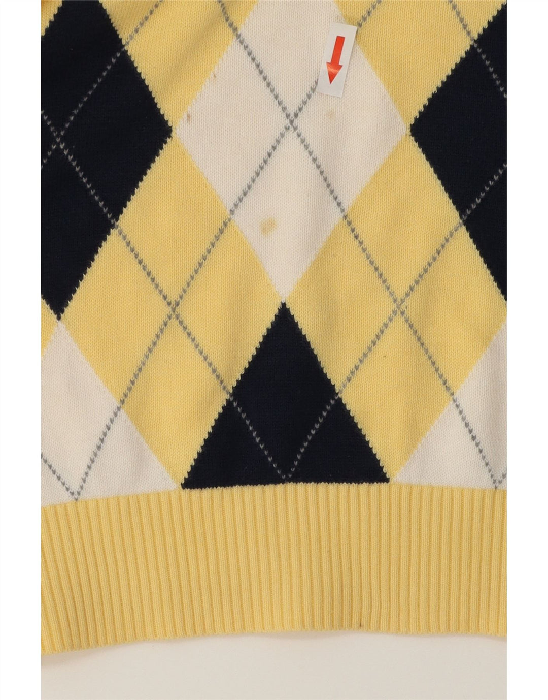 TOMMY HILFIGER Herre V-hals sweater Large Yellow Argyle/Diamond