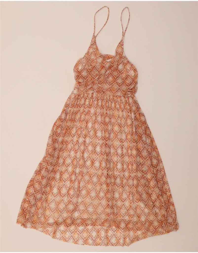 FREE PEOPLE Womens Slim Fit Slip Dress UK 14 Large Orange Geometric Vintage Free People and Second-Hand Free People from Messina Hembry 