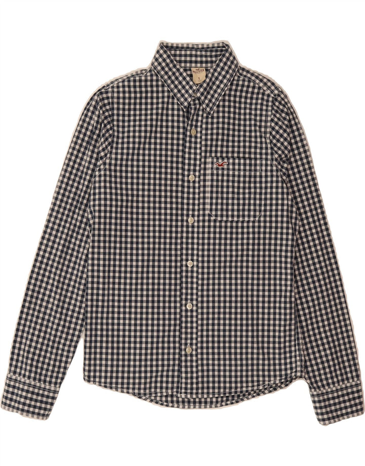 HOLLISTER Mens Shirt Small Navy Blue Gingham Cotton Vintage Hollister and Second-Hand Hollister from Messina Hembry 