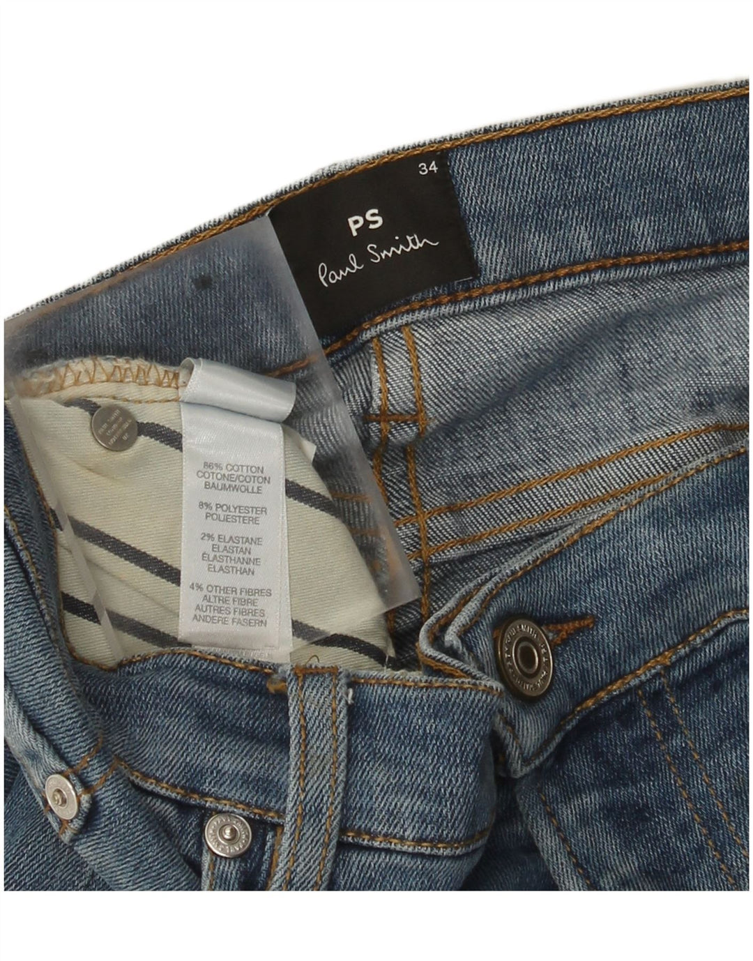 Paul Smith Slim Jeans til mænd W34 L33 blå bomuld