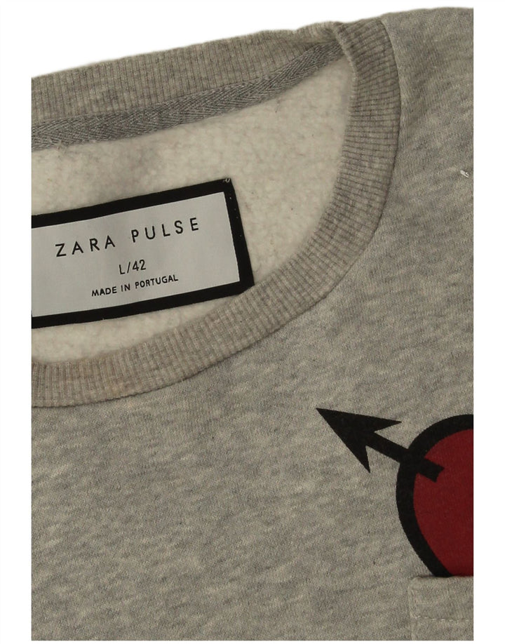 Zara Sweatshirt-trøje til mænd, stort gråt flækket hjerte