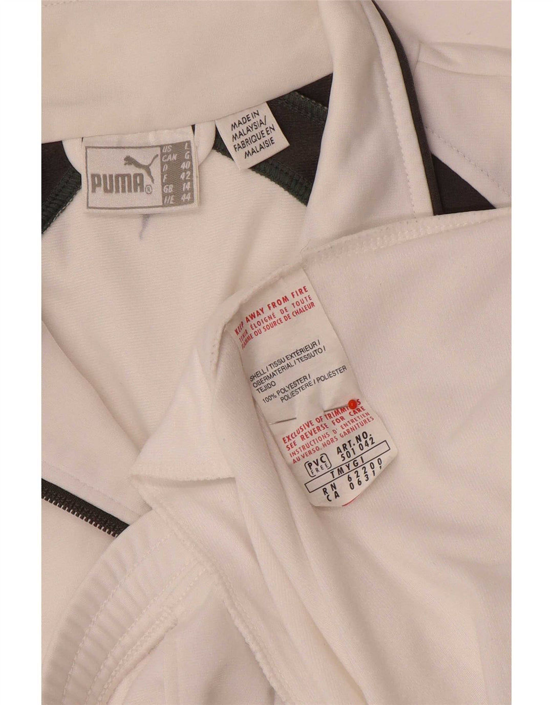 Puma træningsdragt topjakke til kvinder UK 14 Large White Colourblock Polyester