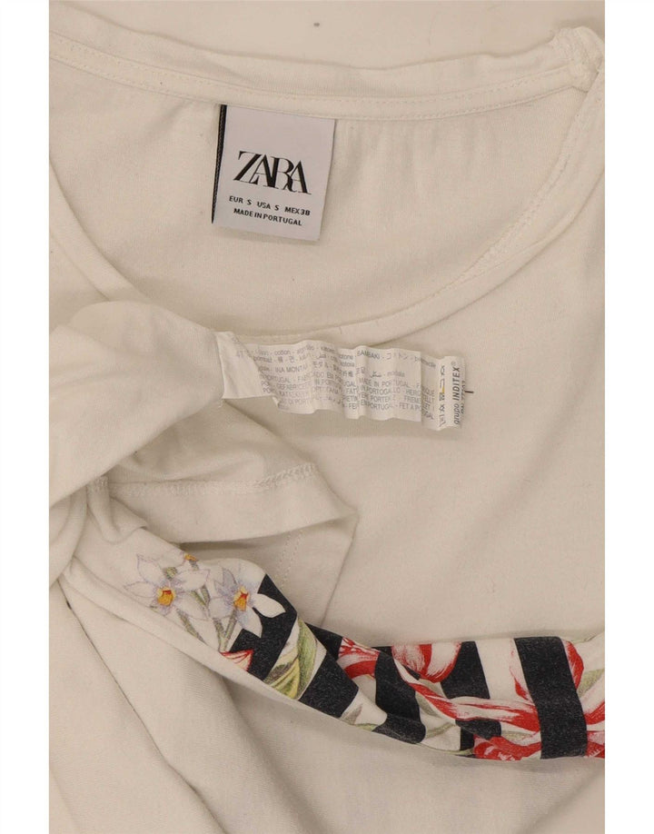 Zara Herre T-shirt Top Lille hvid blomstret bomuld
