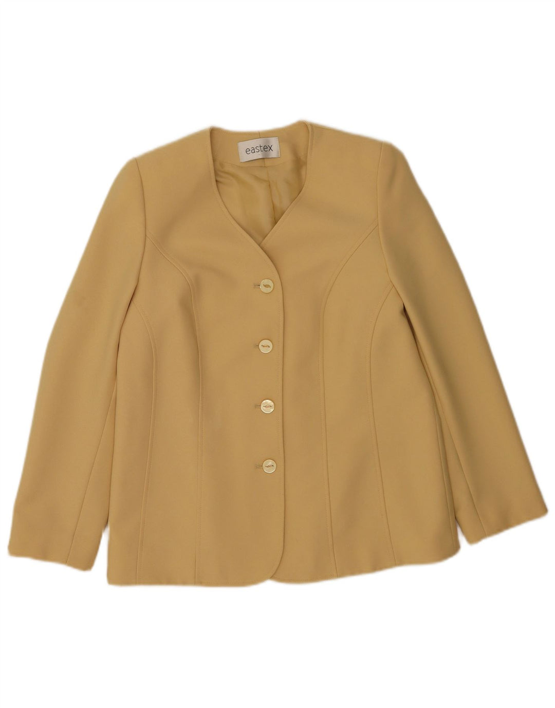 Eastex Dame 4 Button Blazer Jacket UK 14 Medium Beige Polyester