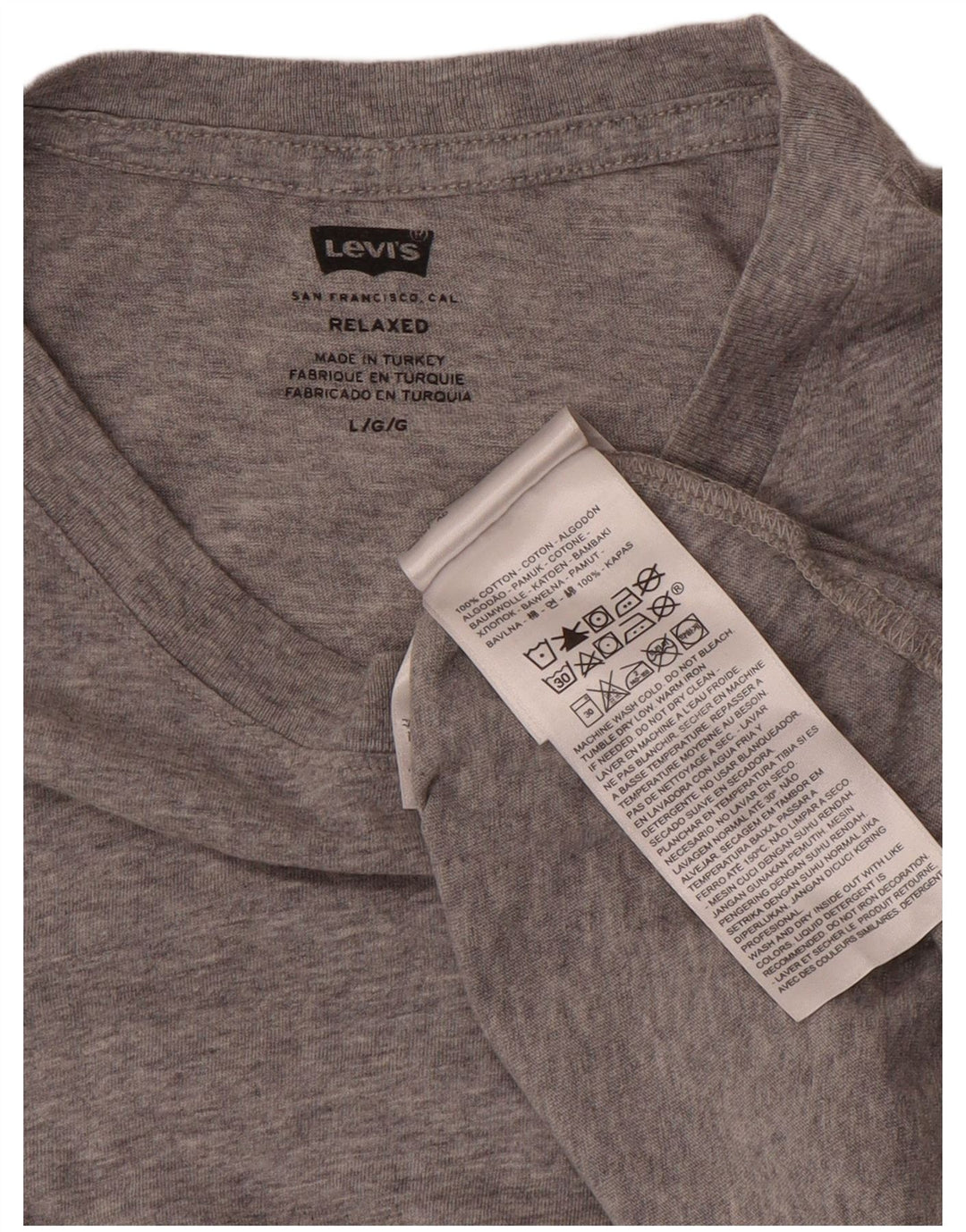 Levi's Herre afslappet T-shirt Top Stor Grå Bomuld