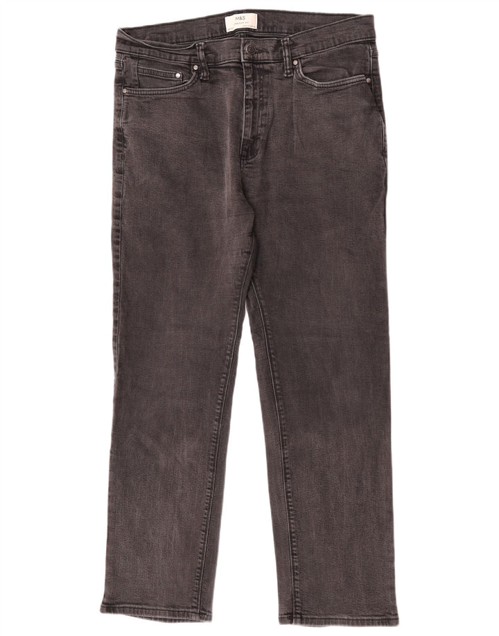 Marks & Spencer Straight Jeans til mænd W36 L31 Grå bomuld