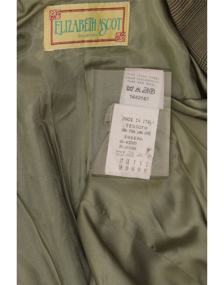 Elizabeth Ascot Dame 3-knaps blazerjakke UK 18 XL Grøn Houndstooth