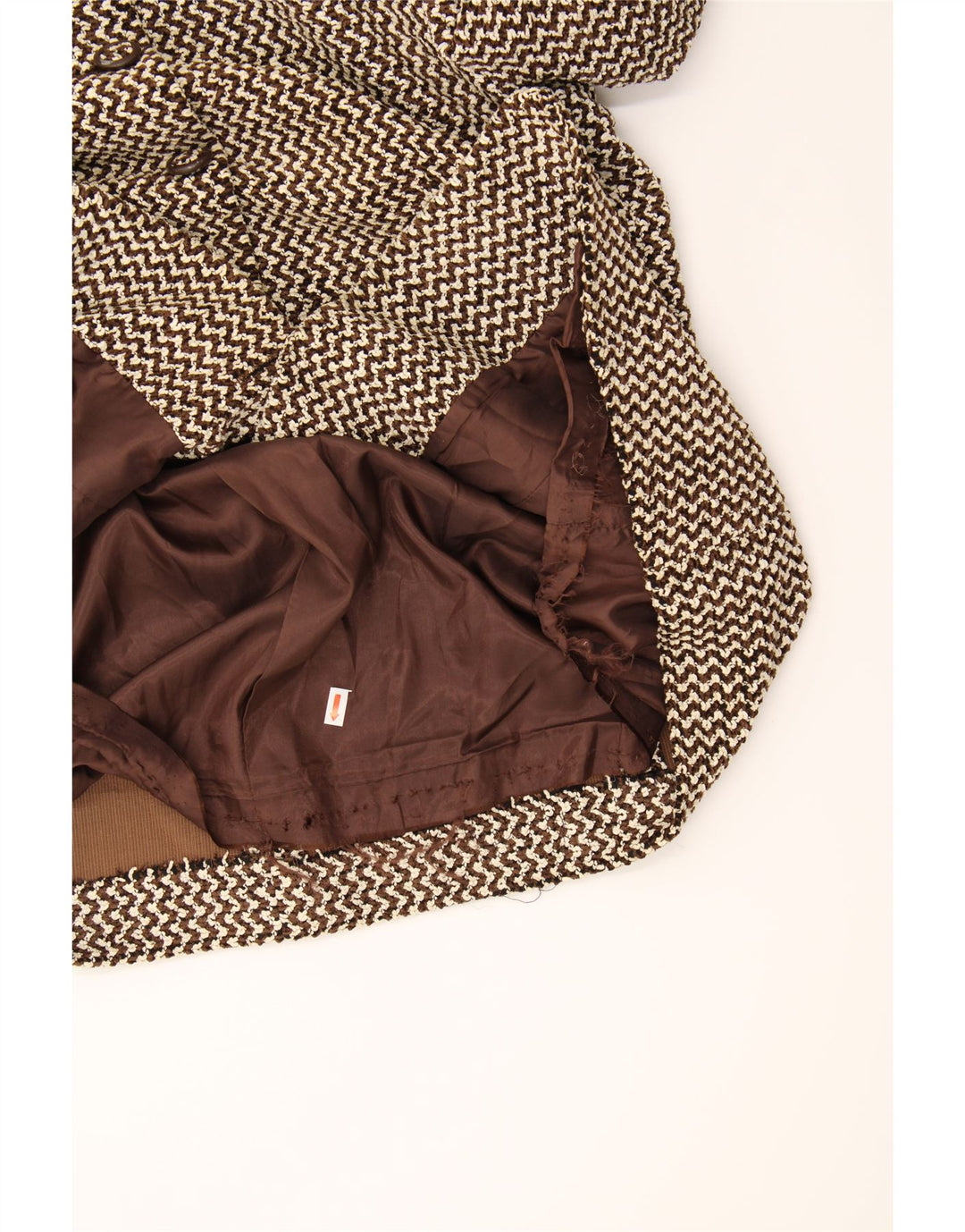 LUISA SPAGNOLI Womens Overcoat IT 48 XL Brown Chevron Viscose Vintage Luisa Spagnoli and Second-Hand Luisa Spagnoli from Messina Hembry 