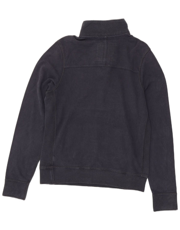 Abercrombie & Fitch Herre Button Neck Sweatshirt Jumper XL Navy Blue Bomuld