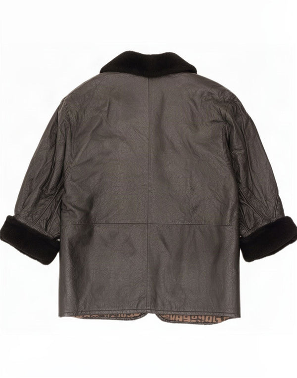 Vintage dame 2-knaps læderjakke IT 44 Medium Sort