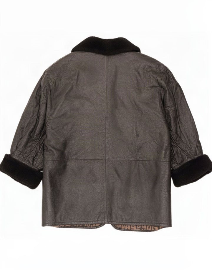 Vintage dame 2-knaps læderjakke IT 44 Medium Sort