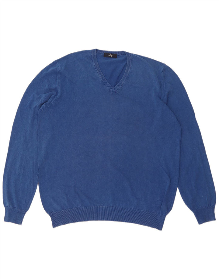 Fay Herre V-hals sweater IT 52 Stor Blå Bomuld