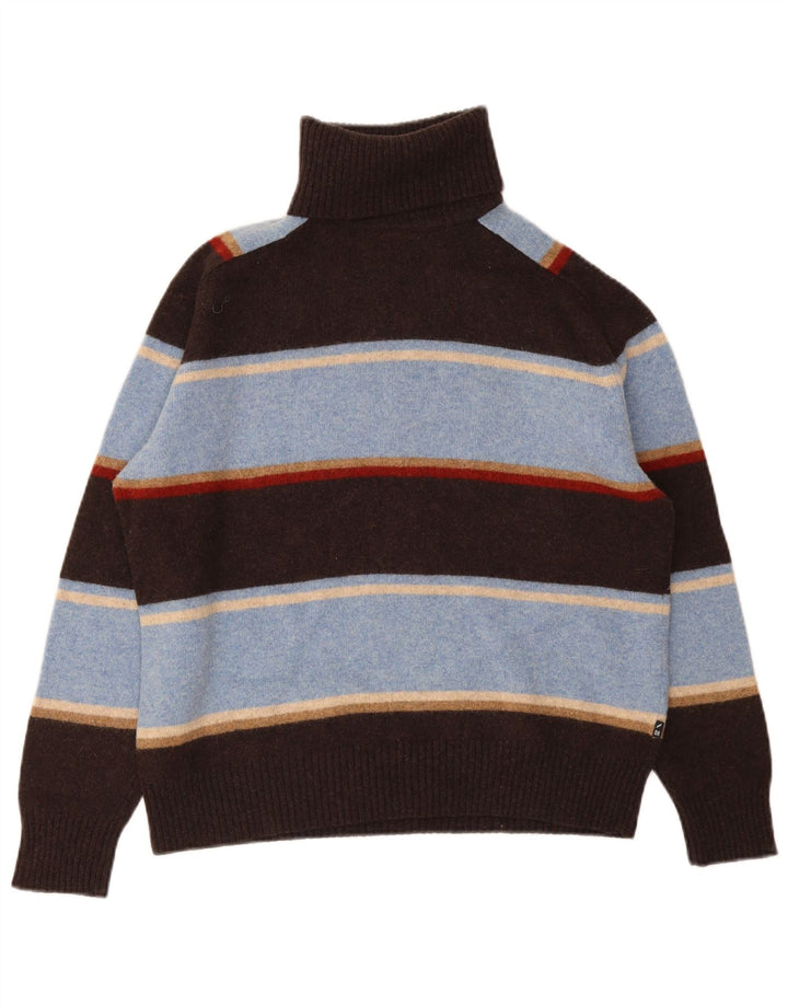 Daniel Hechter Womens Roll Neck Jumper Sweater UK 14 Large Blue Striped