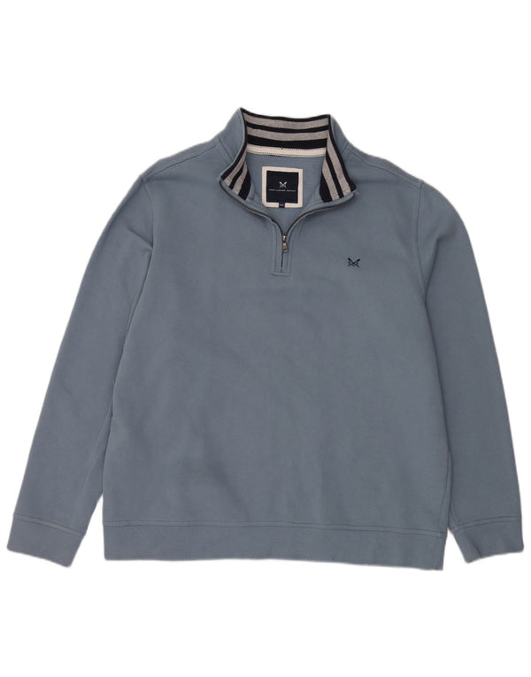 Besætningstøj Herre Zip Neck Sweatshirt Jumper 3XL Blå Bomuld