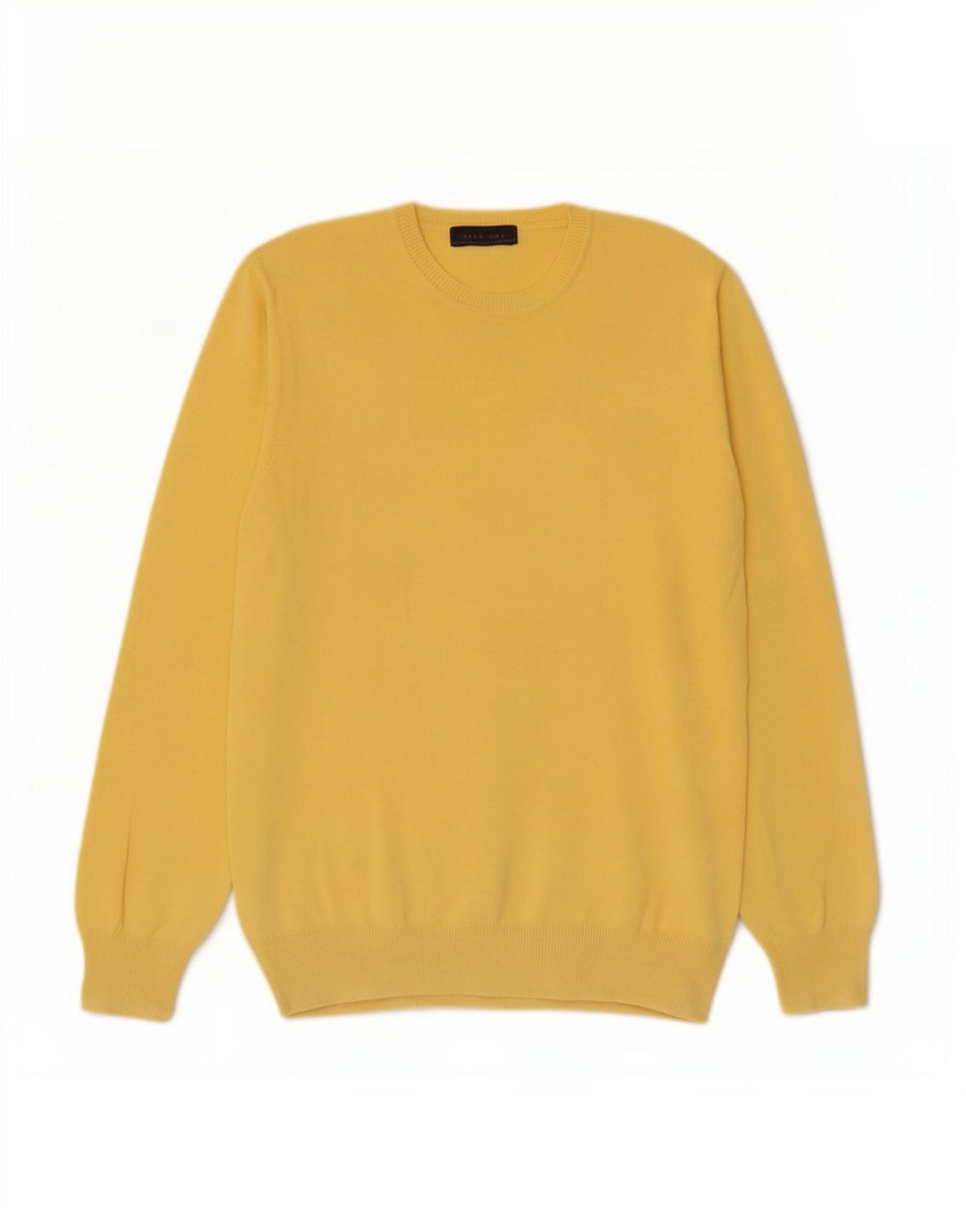Zara Herre Jumper Sweater med rund hals Stor gul bomuld