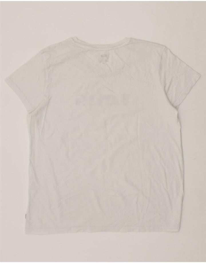 LEVI'S Womens Graphic T-Shirt Top UK 16 Large White Vintage Levi's and Second-Hand Levi's from Messina Hembry 