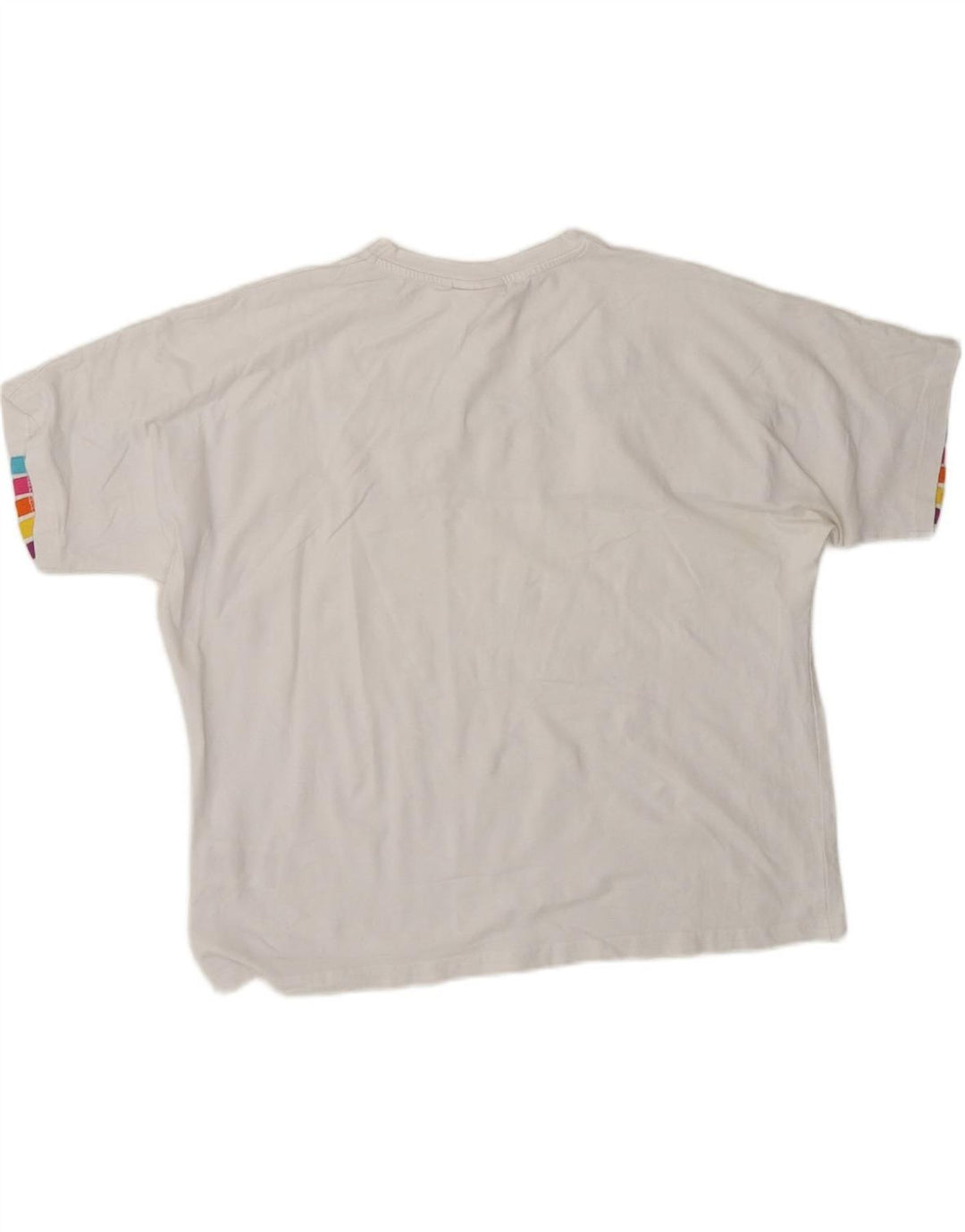 ELLESSE Womens Oversized T-Shirt Top UK 10 Small White Striped Cotton