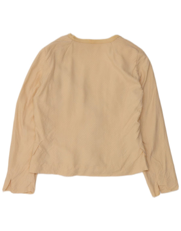 Vintage dame 3-knaps blazerjakke UK 14 Medium Beige Silke