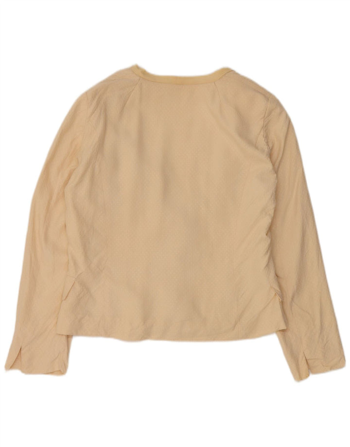 Vintage dame 3-knaps blazerjakke UK 14 Medium Beige Silke