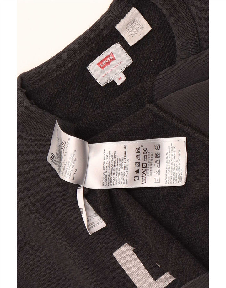Levi's Dame grafisk sweatshirt Jumper UK 14 Medium Sort Bomuld