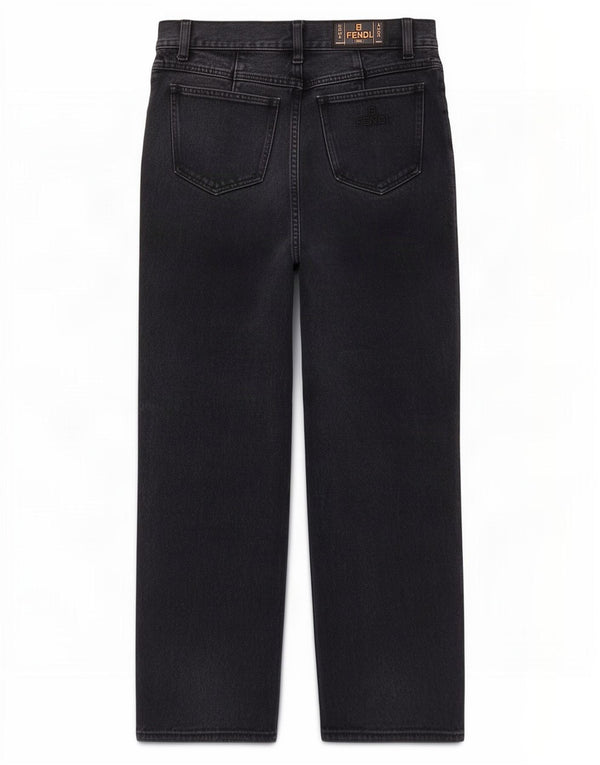 Fendi kvinders højtaljede koniske jeans W27 L25 sort bomuld